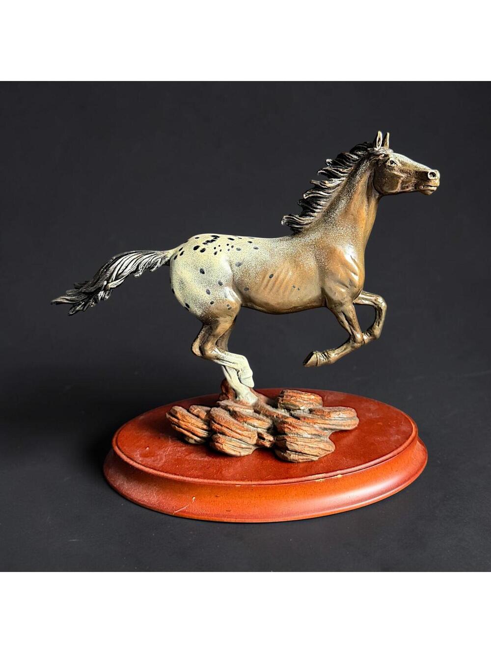 Franklin Mint Appaloosa Bronze Horse Statue Chuck DeHaan Figurine 7.5"x10"- H227